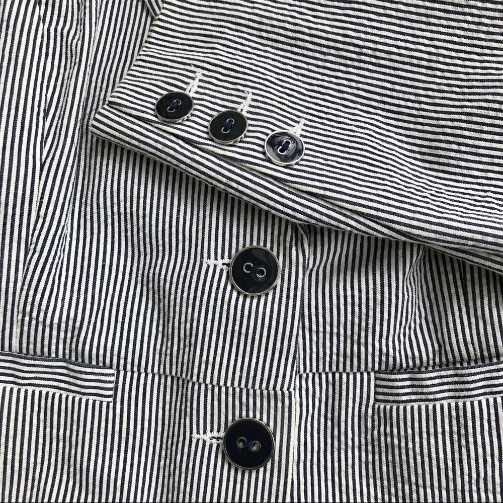 🆕 {Sandro Paris} Seersucker Blazer • Blue & White Stripe • EUC • Size Medium - Picture 5 of 8